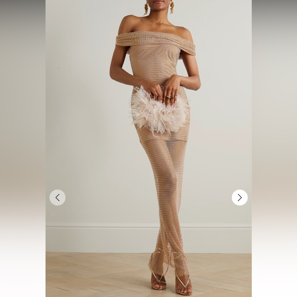 SELF PORTRAIT CRYSTAL EMBELLISHED MAXI DRESS WITH REMOVABLE LINER
